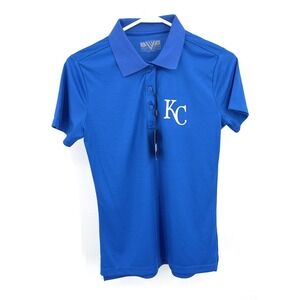 Levelwear Kansas City Royals Polo Shirt Womens Small Royal Blue Lotus MLB KC New